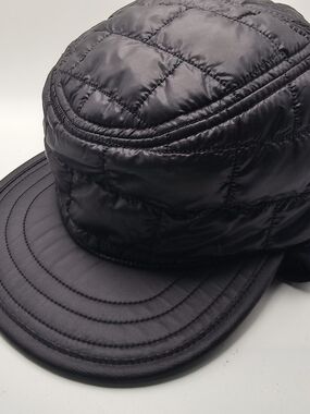 Patagonia Nano Puff Hat Mens Large Black Insulated Quilted Earflap Cap Trapper